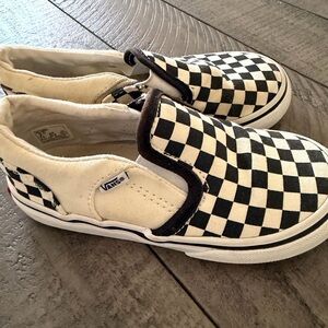 Vans Kids Checkered Slip-On Shoes - Black and White size 9 toddler